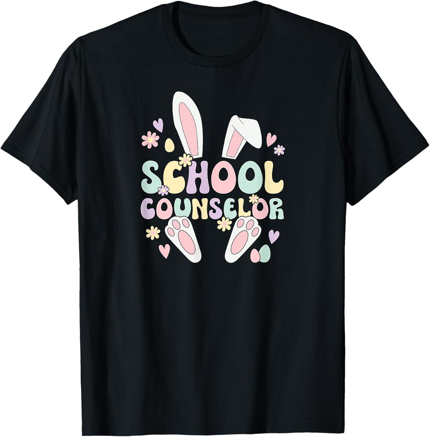 School Counselor Easter Bunny School Counseling Easter Day T-Shirt - T-Shirt | Black