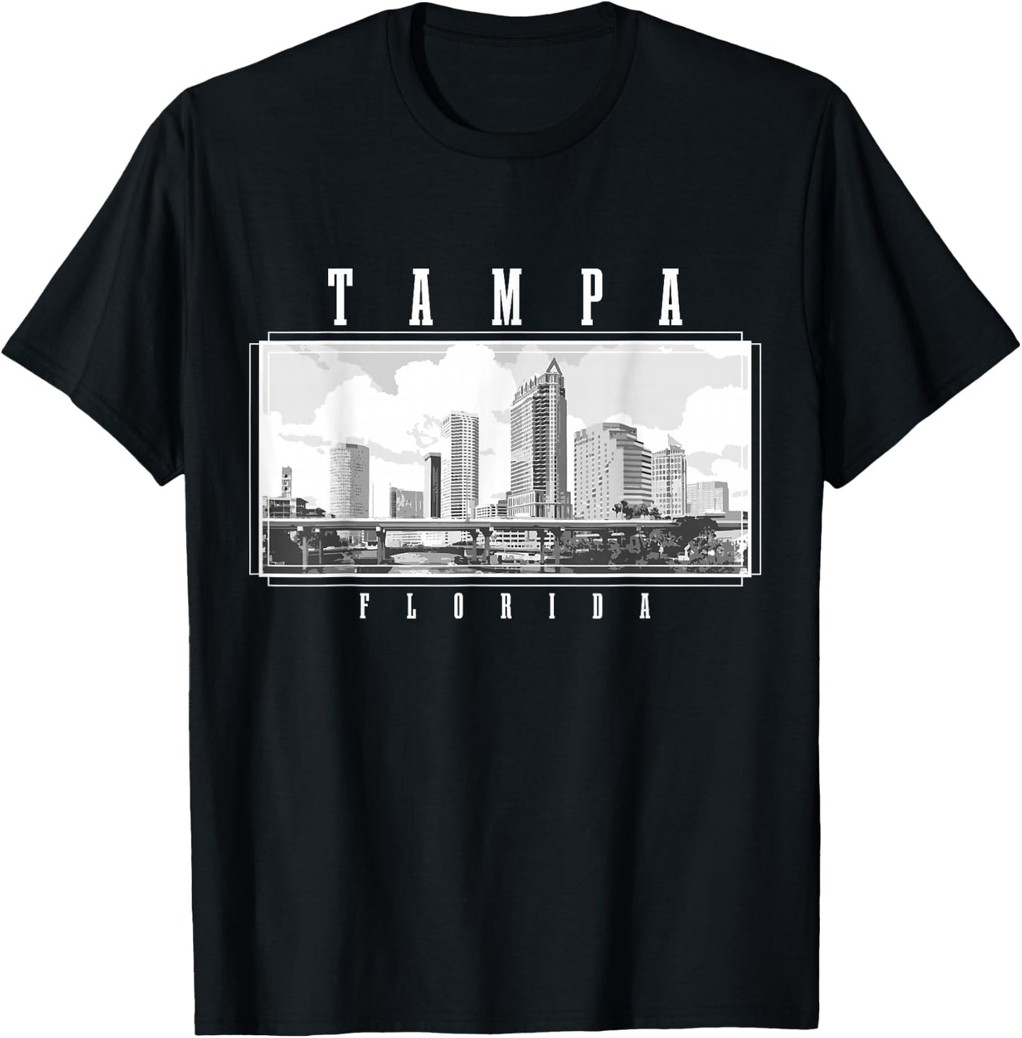 Tampa Florida Vintage Skyline USA America Souvenir T-Shirt - T-Shirt | Black