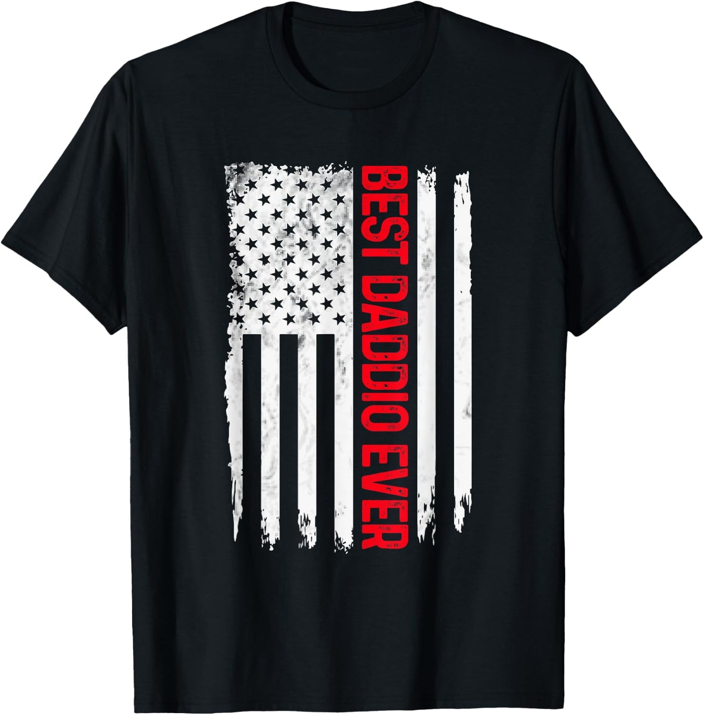 Best Daddio Ever American flag Funny Papa Grandpa T-Shirt - T-Shirt | Black