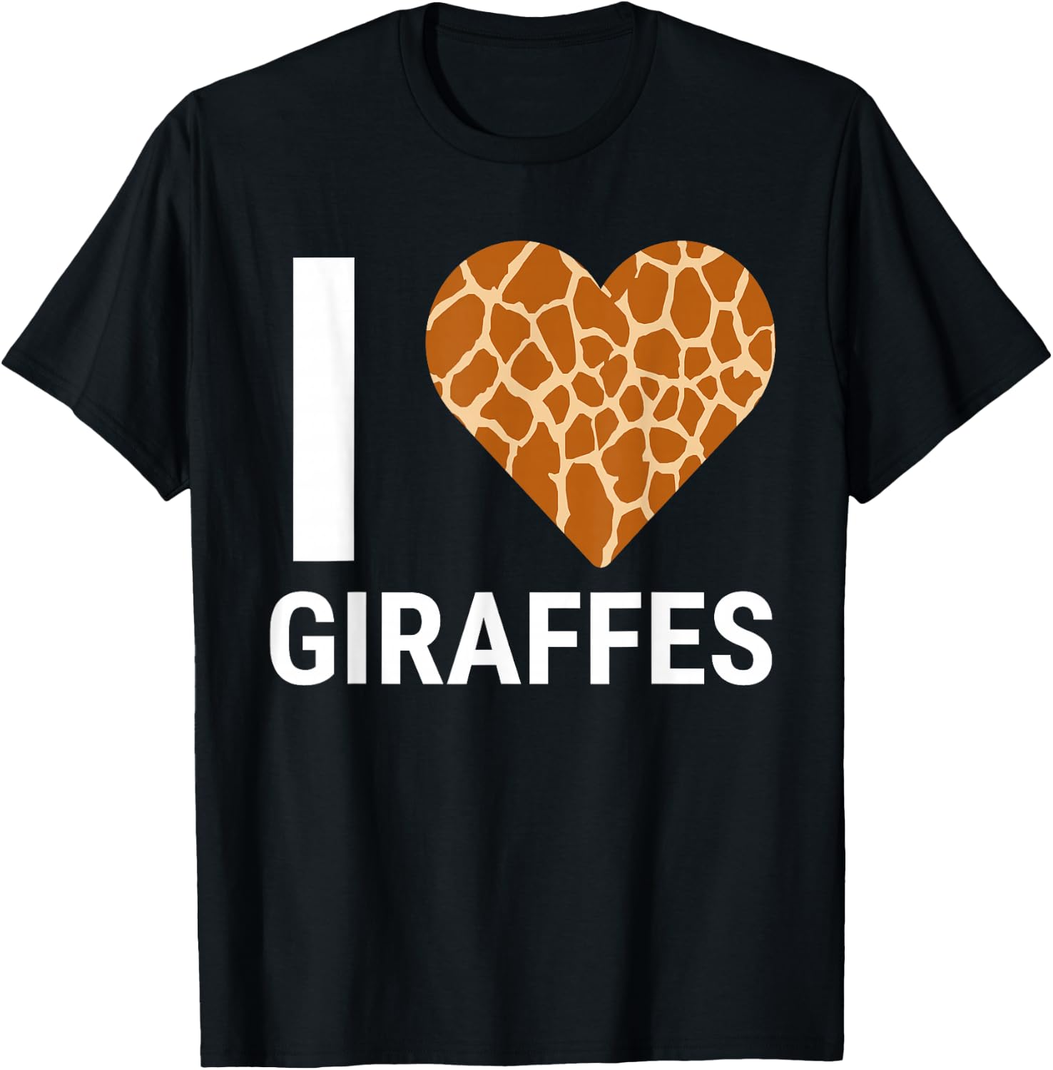 I Love Giraffes Cute Giraffe Print Heart T-Shirt - T-Shirt | Black