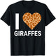 I Love Giraffes Cute Giraffe Print Heart T-Shirt - T-Shirt | Black