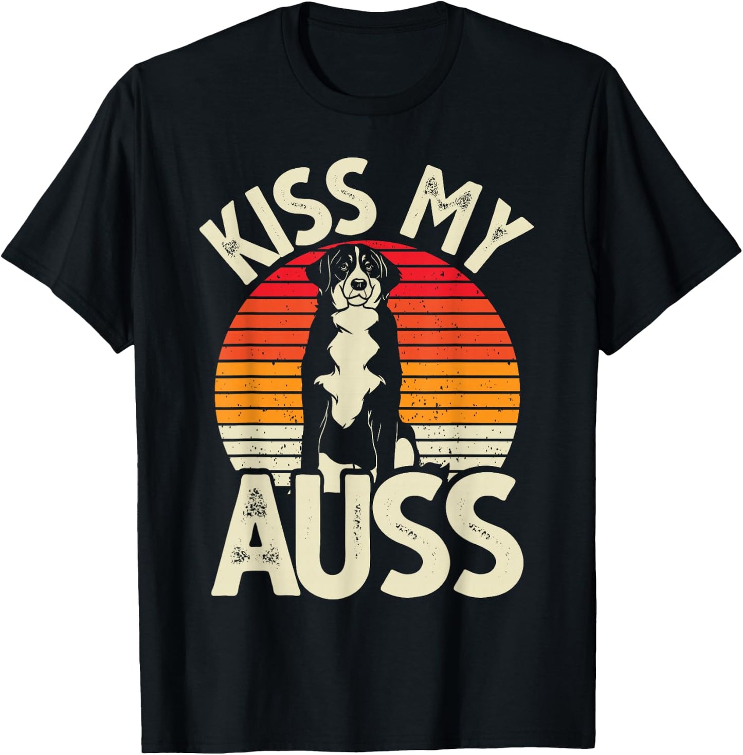 Kiss My Auss Australian Shepherd Aussie T-Shirt - T-Shirt | Black