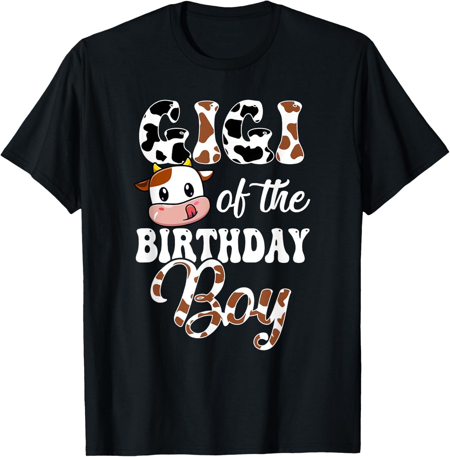 Gigi Of The Birthday Boy Cow Farm 1St Birthday Boy T-Shirt - T-Shirt | Black