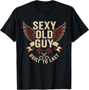 Funny Old Biker Sexy Old Guy 65th Birthday Aging Biker T-Shirt - T-Shirt | Black