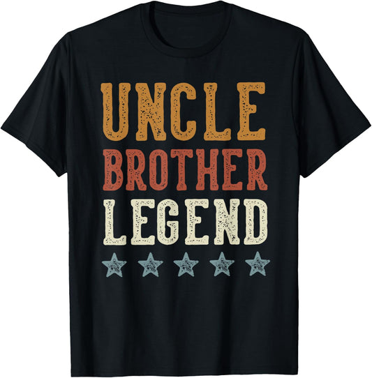 Uncle Brother Legend - Classic Retro Distressed Lettering T-Shirt - T-Shirt | Black
