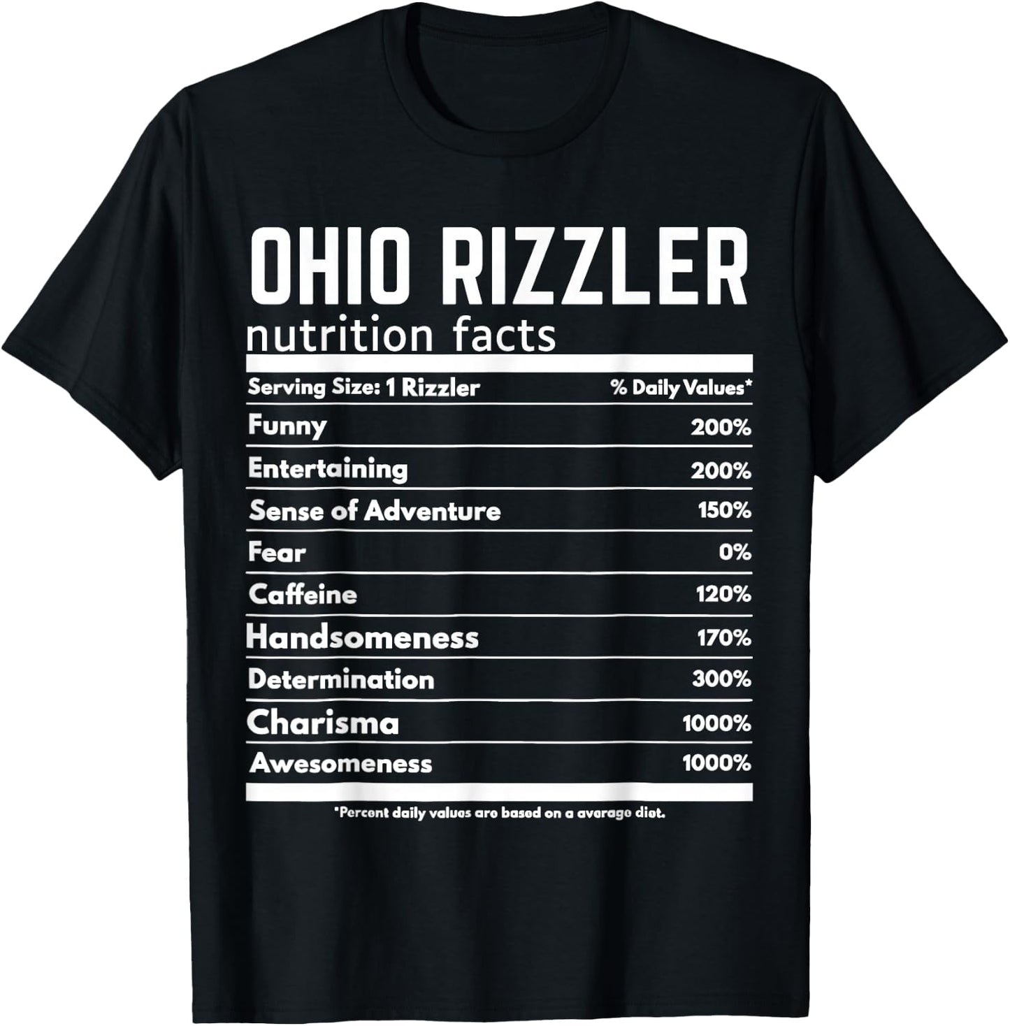 Ohio RIzzler Nutrition Facts Meme Rizz Internet Memes Gen Z T-Shirt - T-Shirt | Black