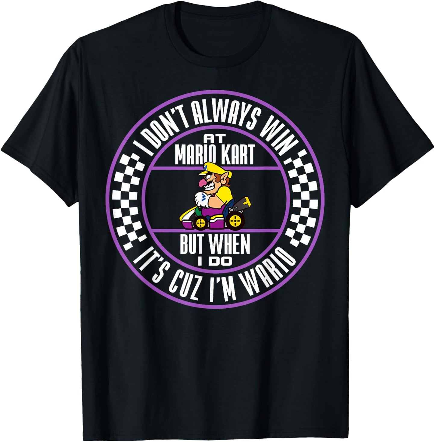 Nintendo Mario Kart Wario When I Win Circle Text T-Shirt - T-Shirt | Black