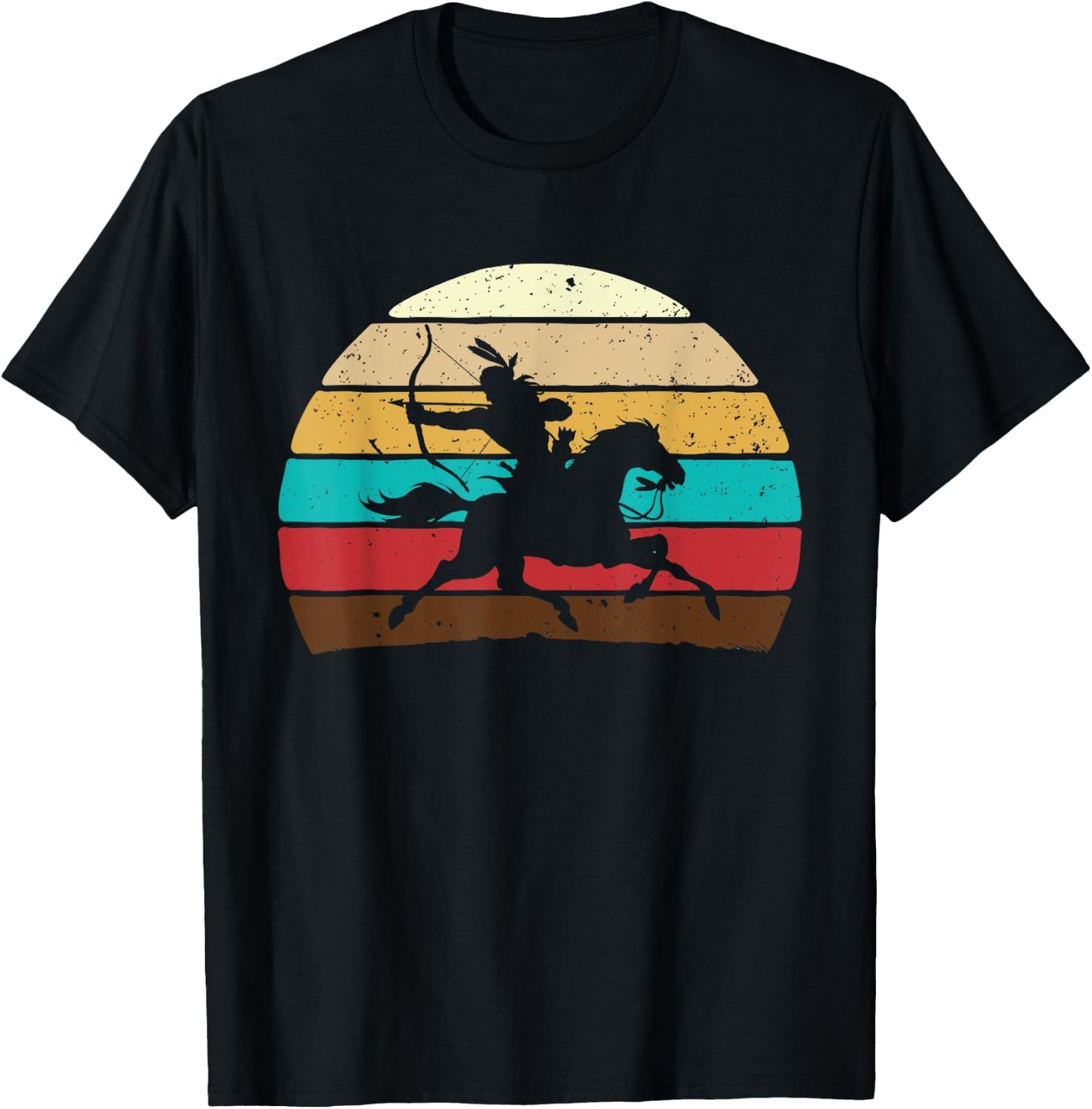Retro Horse Riding - Native American Indian Pride Indigenous T-Shirt - T-Shirt | Black