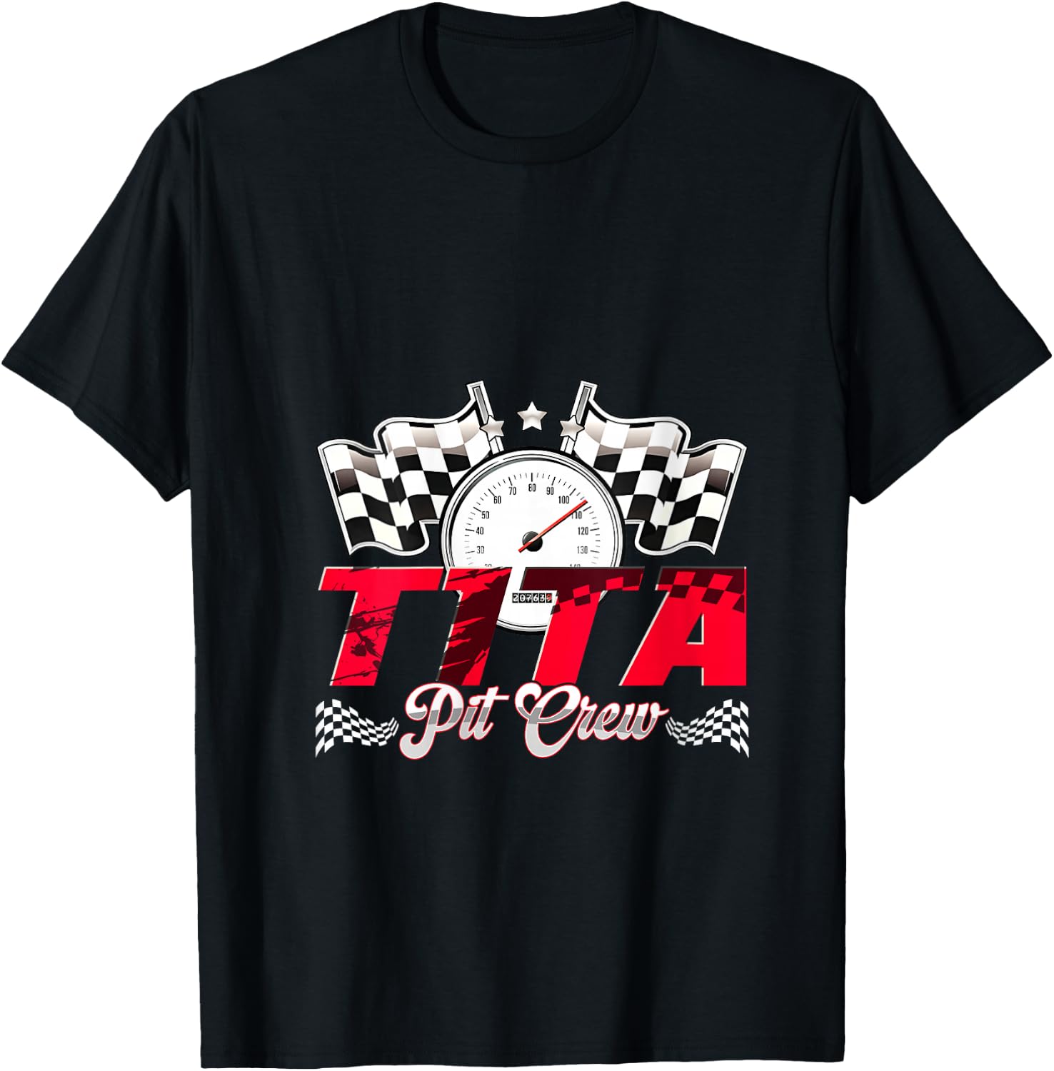 Race Car Birthday Party Racing Family Tita Pit Crew V-Neck T-Shirt - T-Shirt | Black
