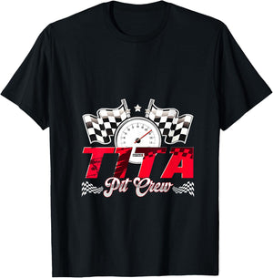 Race Car Birthday Party Racing Family Tita Pit Crew V-Neck T-Shirt - T-Shirt | Black