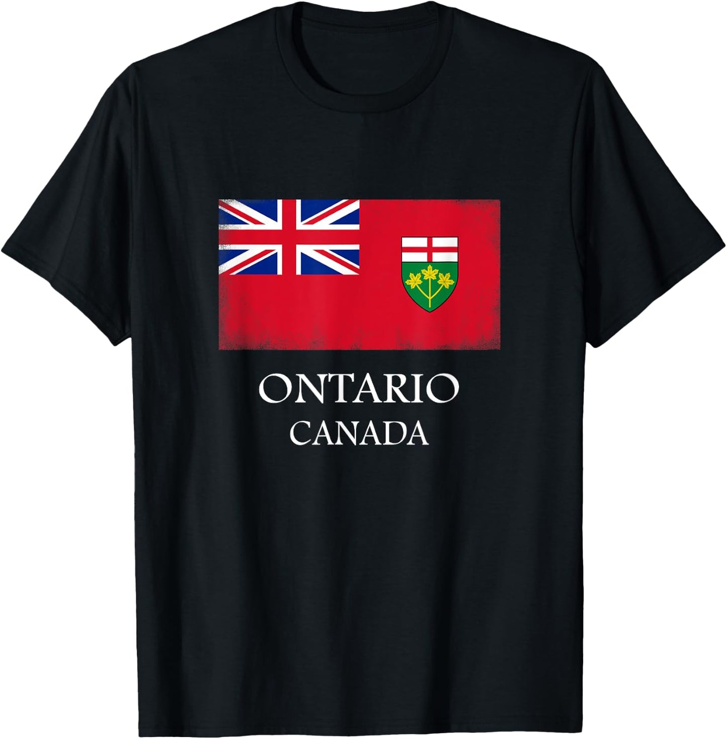 Ontario Canada Flag Province Vintage Canadian Day T-Shirt - T-Shirt | Black