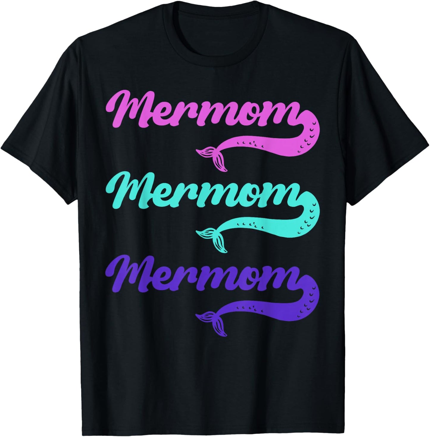 Mermaid Tail Mermom Sea T-Shirt - T-Shirt | Black