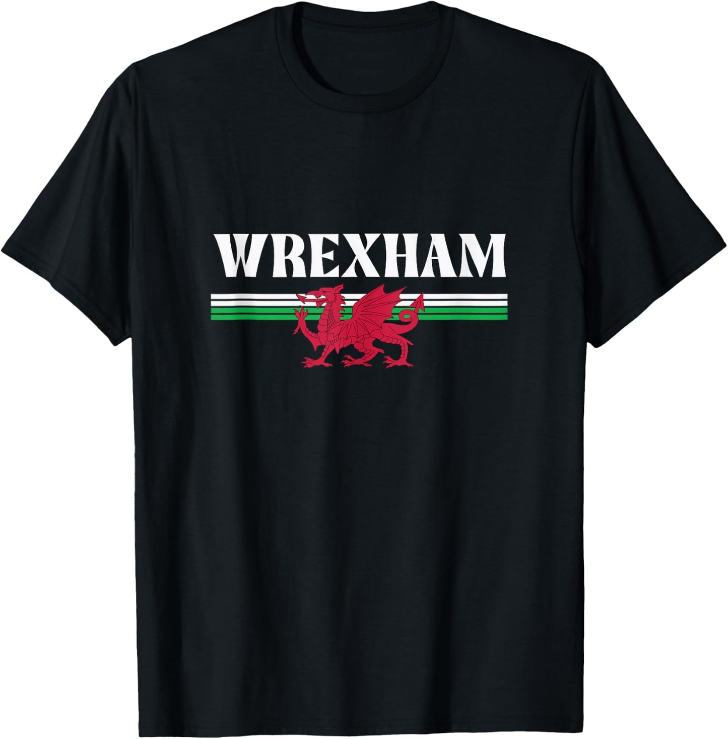 Wrexham Wales Flag Emblem, Wrexham Wales T-Shirt - T-Shirt | Black