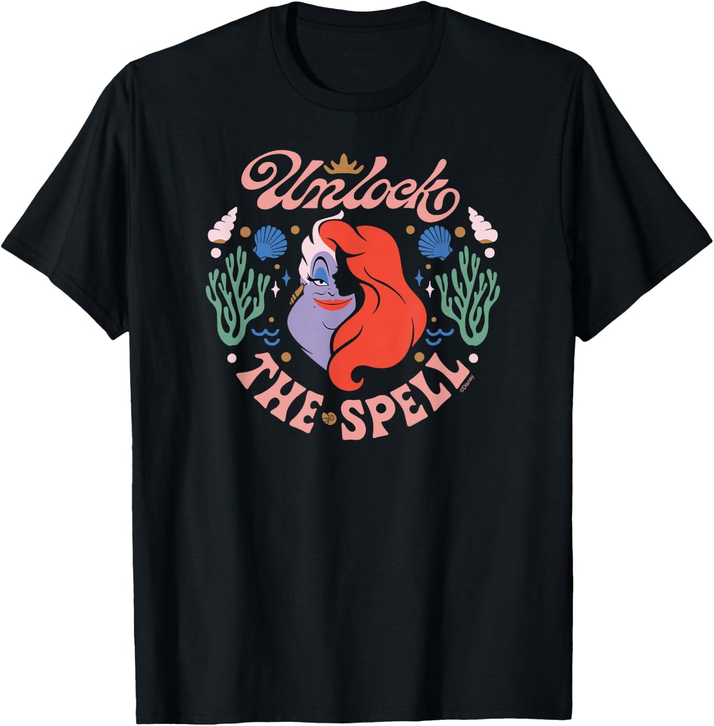 Disney The Little Mermaid Ariel and Ursula Unlock the Spell T-Shirt - T-Shirt | Black