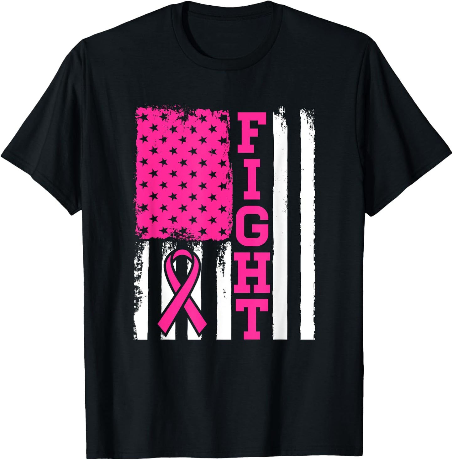 Fight Flag - Breast Cancer Awareness Shirt Gift T-Shirt - T-Shirt | Black