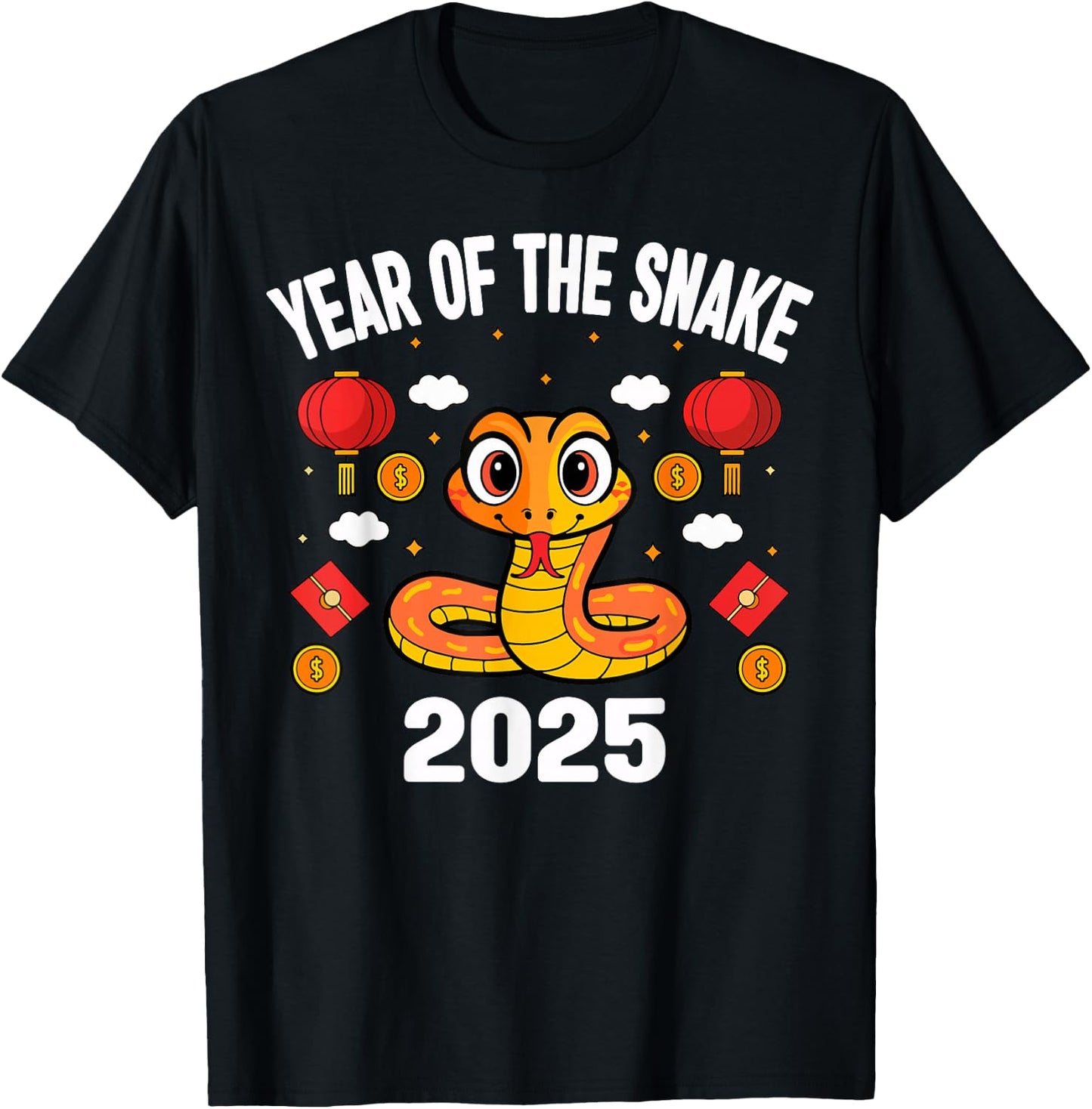 Lunar Chinese New Year of The Snake 2025 Women Kids Boys T-Shirt - T-Shirt | Black