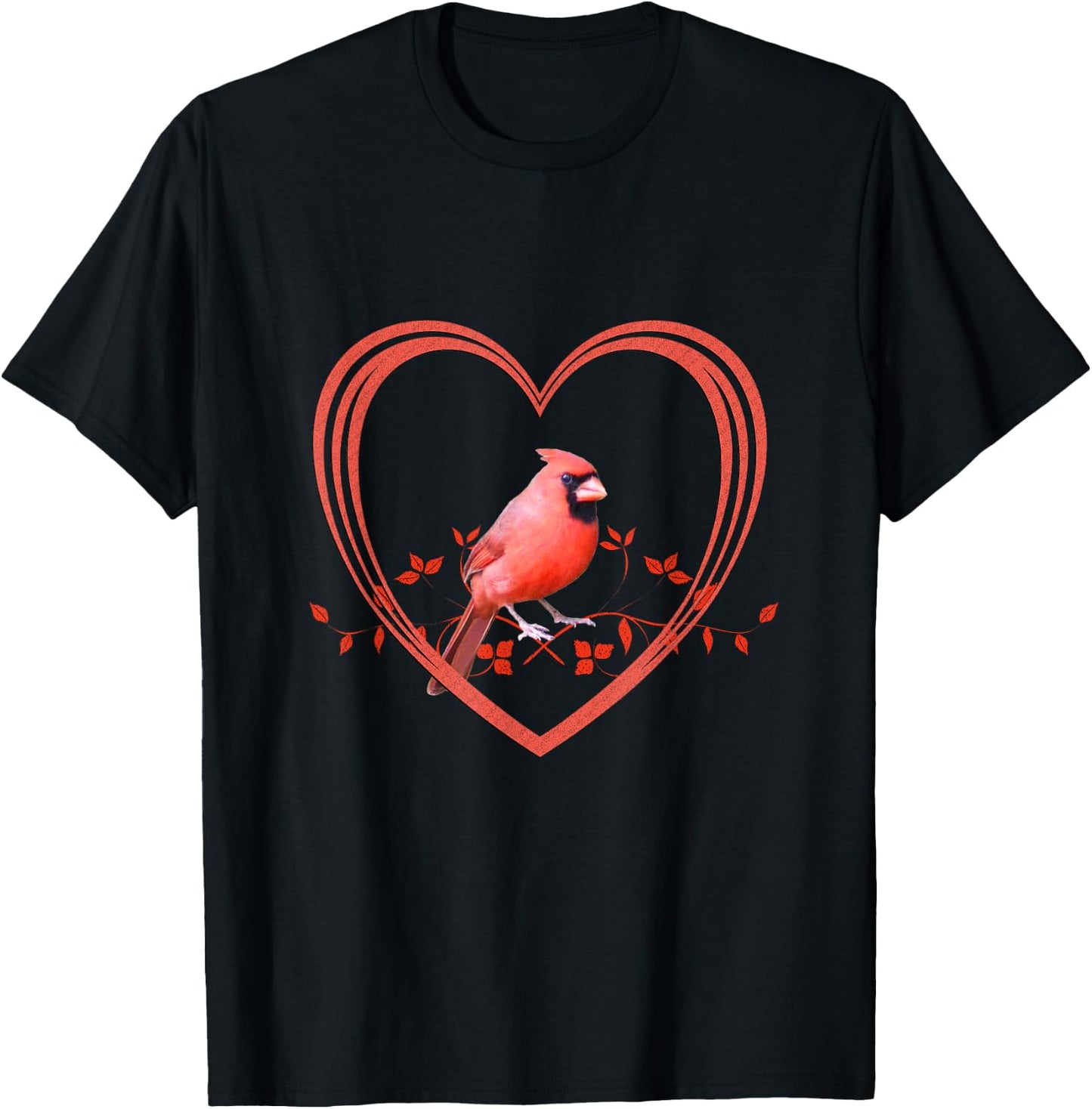Northern Cardinal Bird in Heart T-Shirt - T-Shirt | Black
