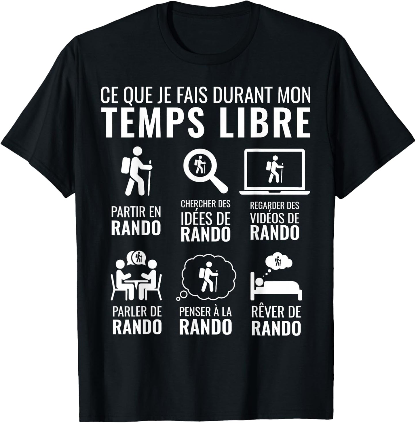 Funny Christmas Gift Mountain Hiking Free Time Hiking , Black, S T-Shirt - T-Shirt | Black