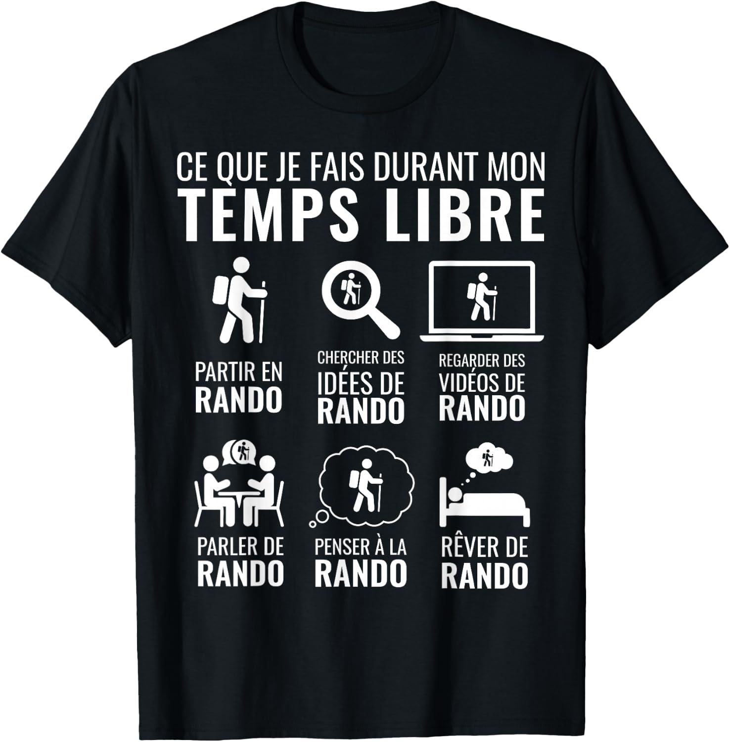 Funny Christmas Gift Mountain Hiking Free Time Hiking , Black, S T-Shirt - T-Shirt | Black