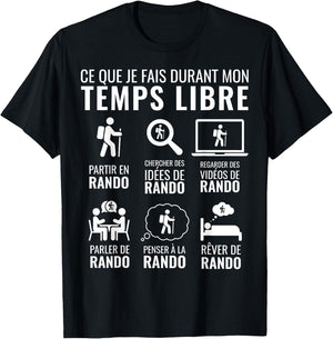 Funny Christmas Gift Mountain Hiking Free Time Hiking , Black, S T-Shirt - T-Shirt | Black