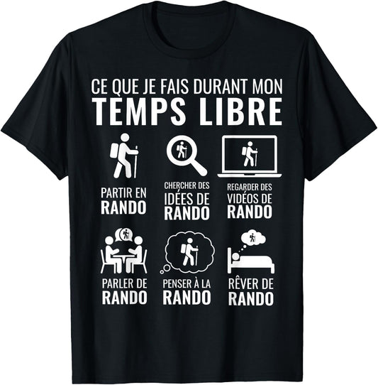 Funny Christmas Gift Mountain Hiking Free Time Hiking , Black, S T-Shirt - T-Shirt | Black