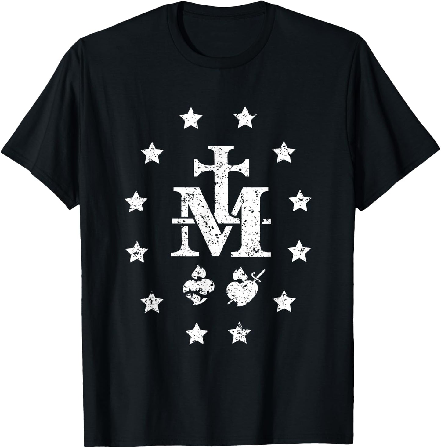 Miraculous Medal Design- Our Lady Blessed Mother Army T-Shirt - T-Shirt | Black