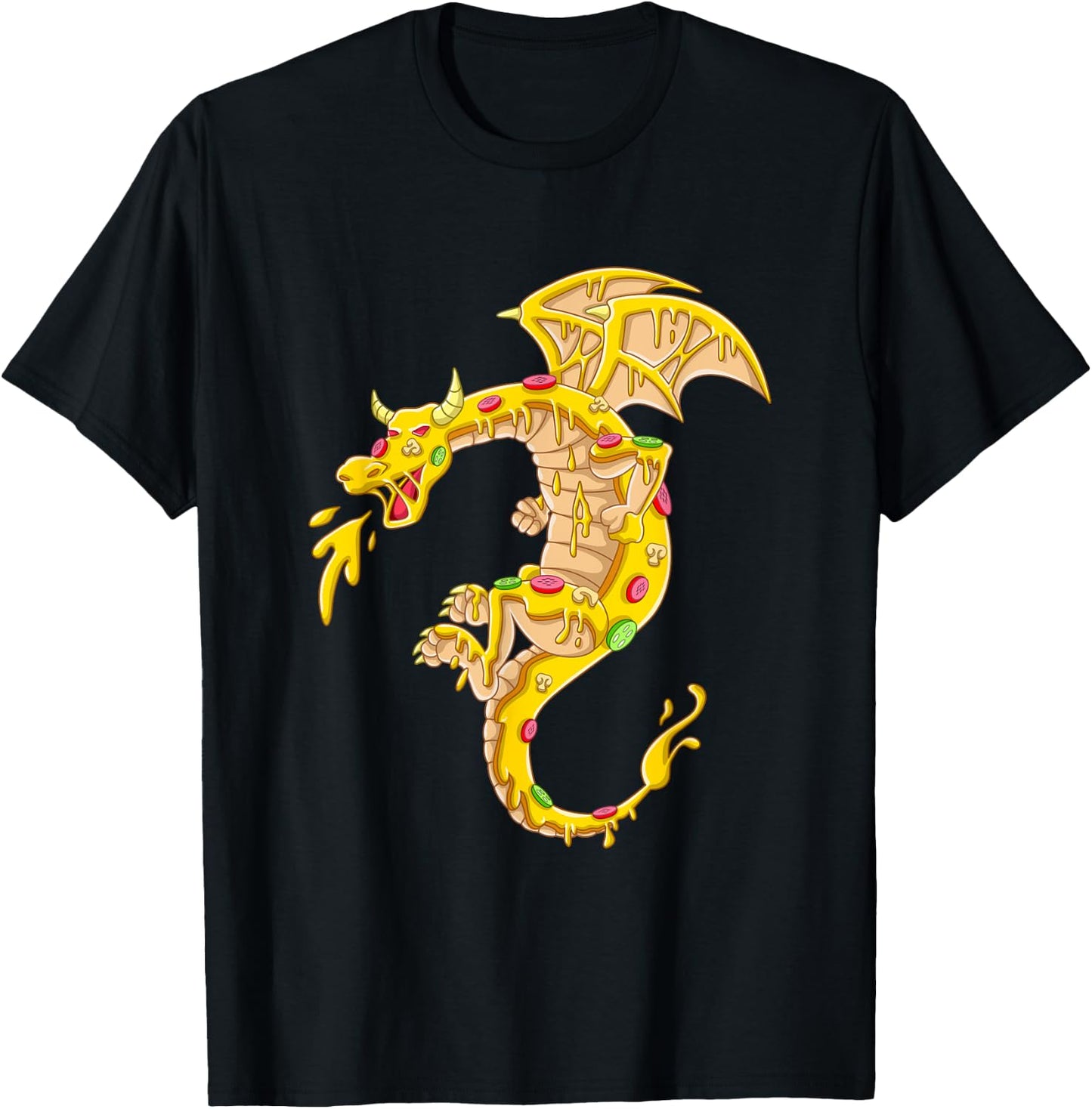 Pizza Dragon Pizza Dragon Delicious Italian Food Cheese T-Shirt - T-Shirt | Black