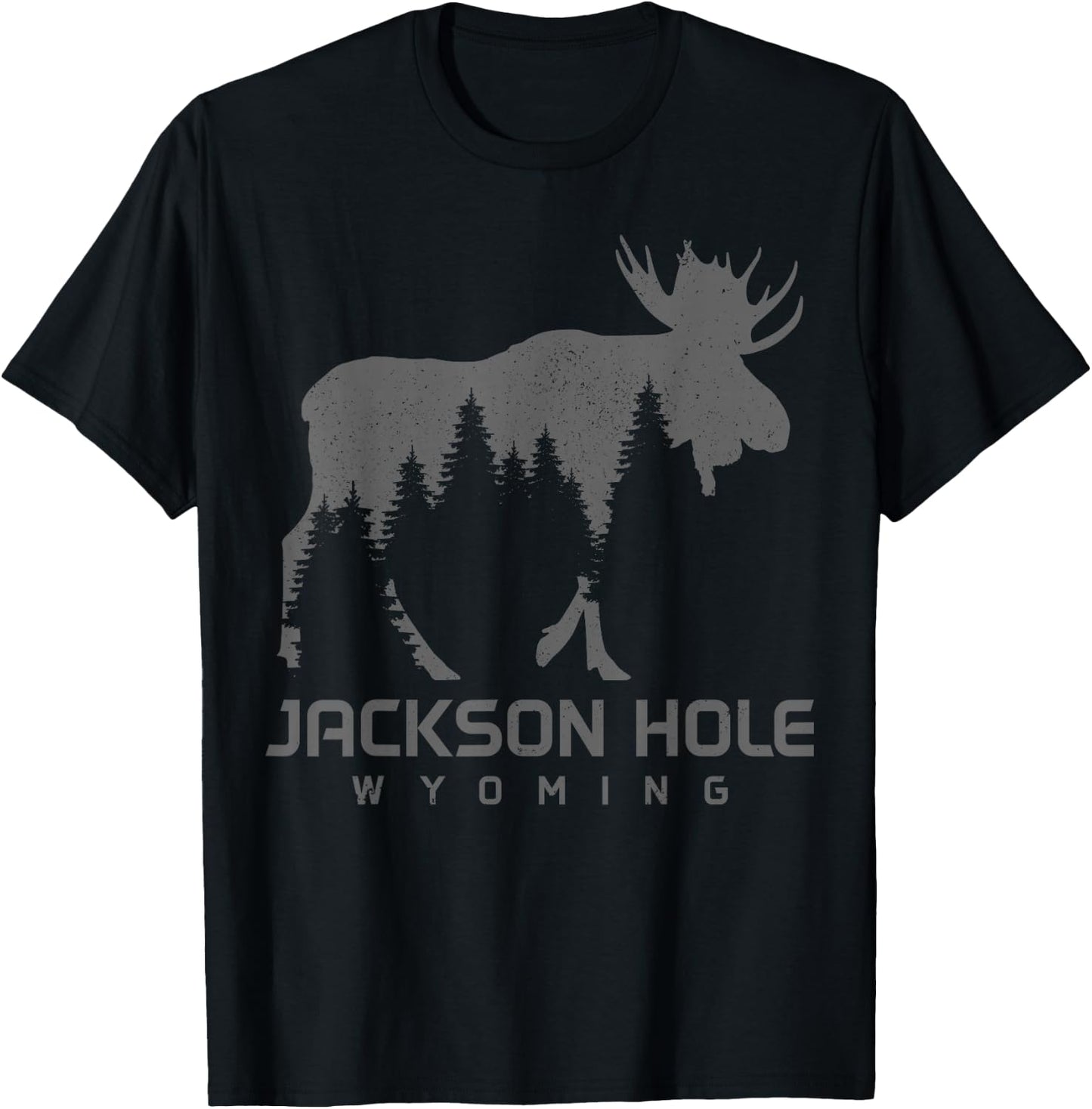Jackson Hole Wyoming Vintage Moose Souvenir Pride T-Shirt - T-Shirt | Black