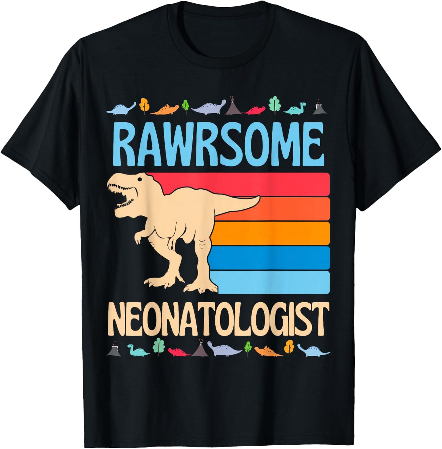 Awesome Neonatologist Baby Nicu Doctor Neonatal Dinosaur T-Shirt - T-Shirt | Black