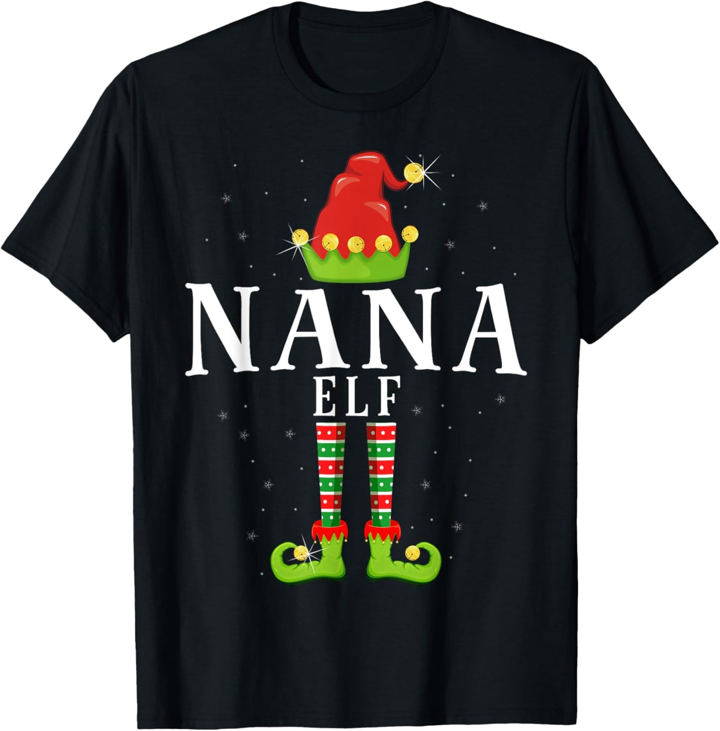 Nana Elf Christmas Matching Xmas Pajama T-Shirt - T-Shirt | Black