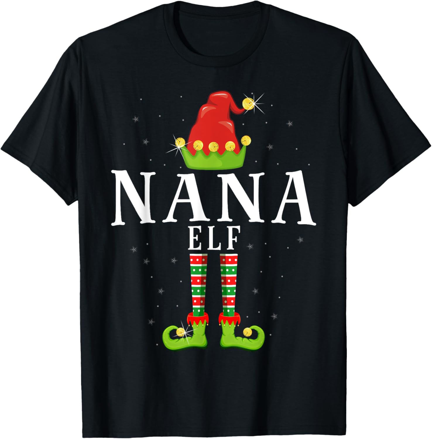 Nana Elf Christmas Matching Xmas Pajama T-Shirt - T-Shirt | Black