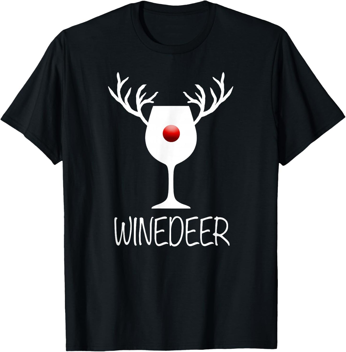 Winedeer Reindeer | Funny X-mas Wine Bottle T-Shirt - T-Shirt | Black