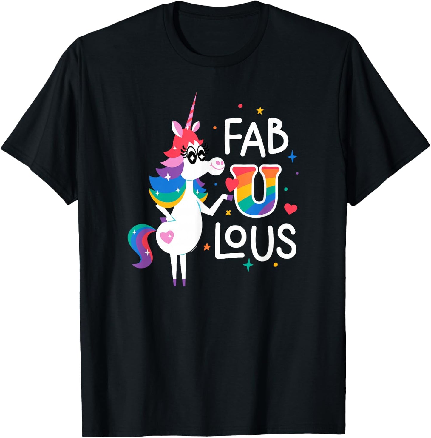 Disney & Pixar’s Inside Out Rainbow Unicorn Fab U Lous Pride T-Shirt - T-Shirt | Black