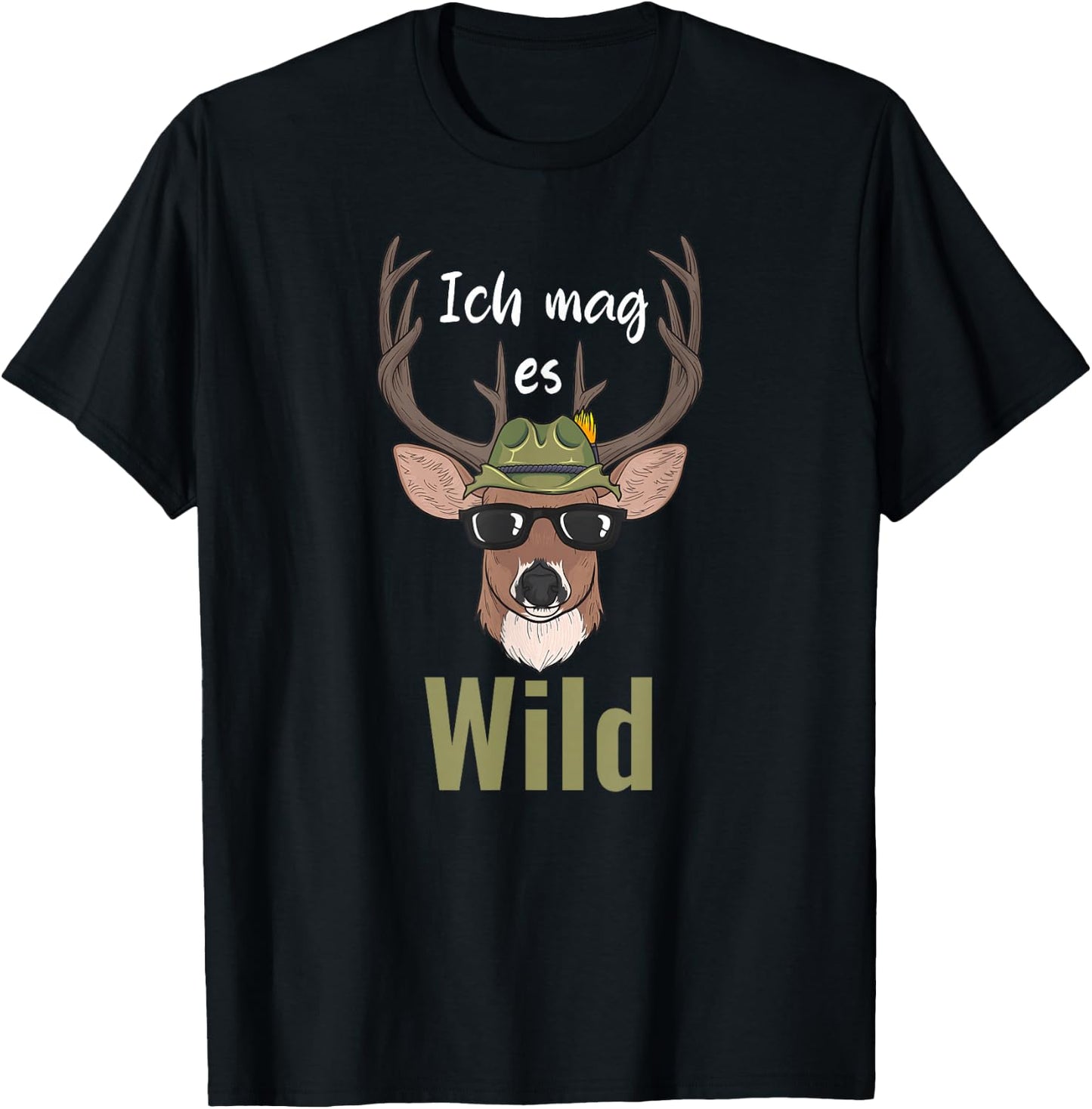 Ich mag es wild deer hunter hunting forest , black T-Shirt - T-Shirt | Black