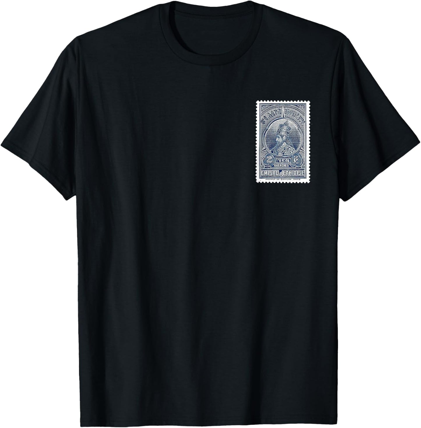 Äthiopischer Kaiser Haile Selassie alte Briefmarkenkunst Juda Rasta T-Shirt - T-Shirt | Black