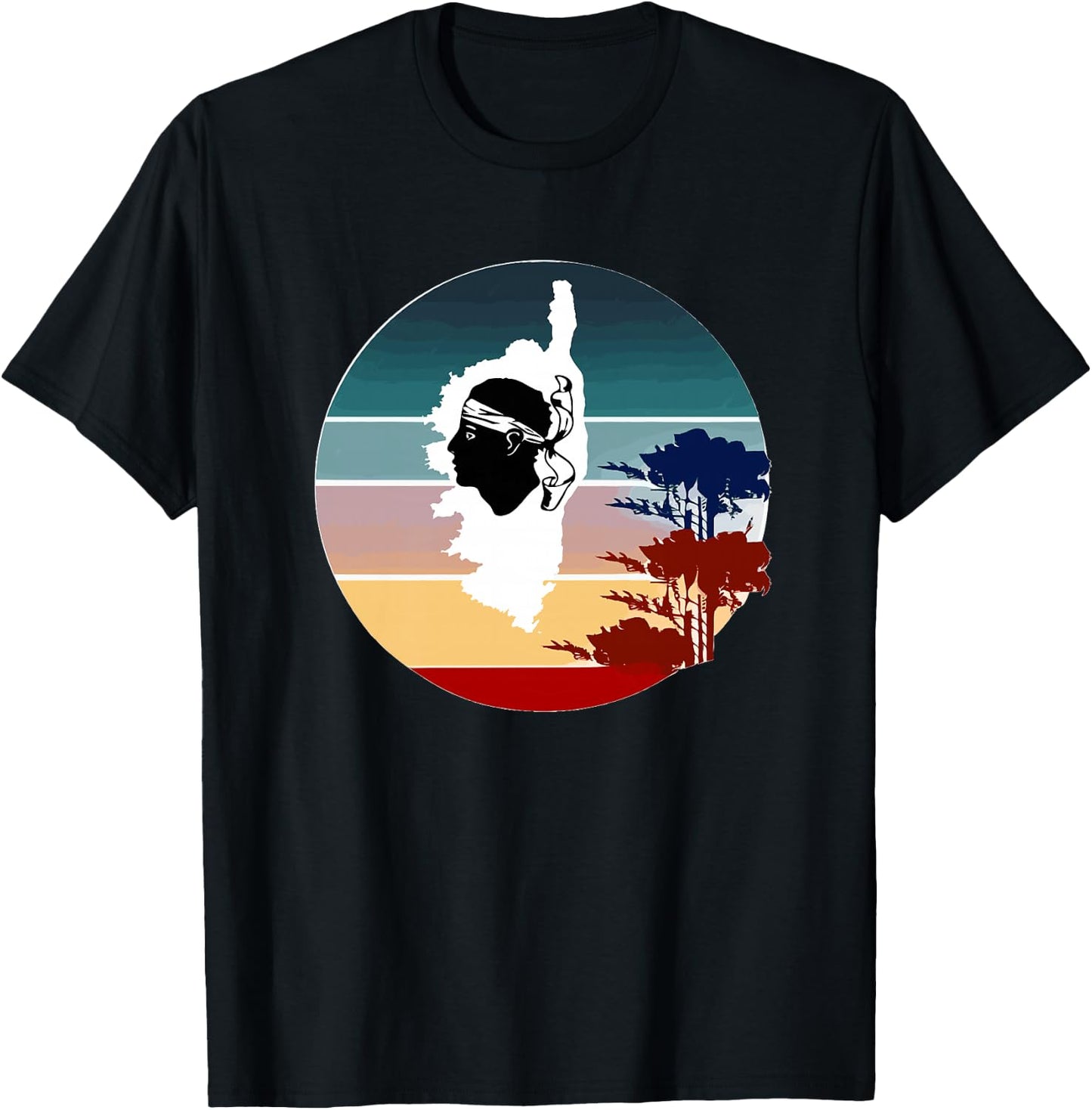 Corsica Island avec Arbres Carte Corse Haut de Gamme T-Shirt - T-Shirt | Black