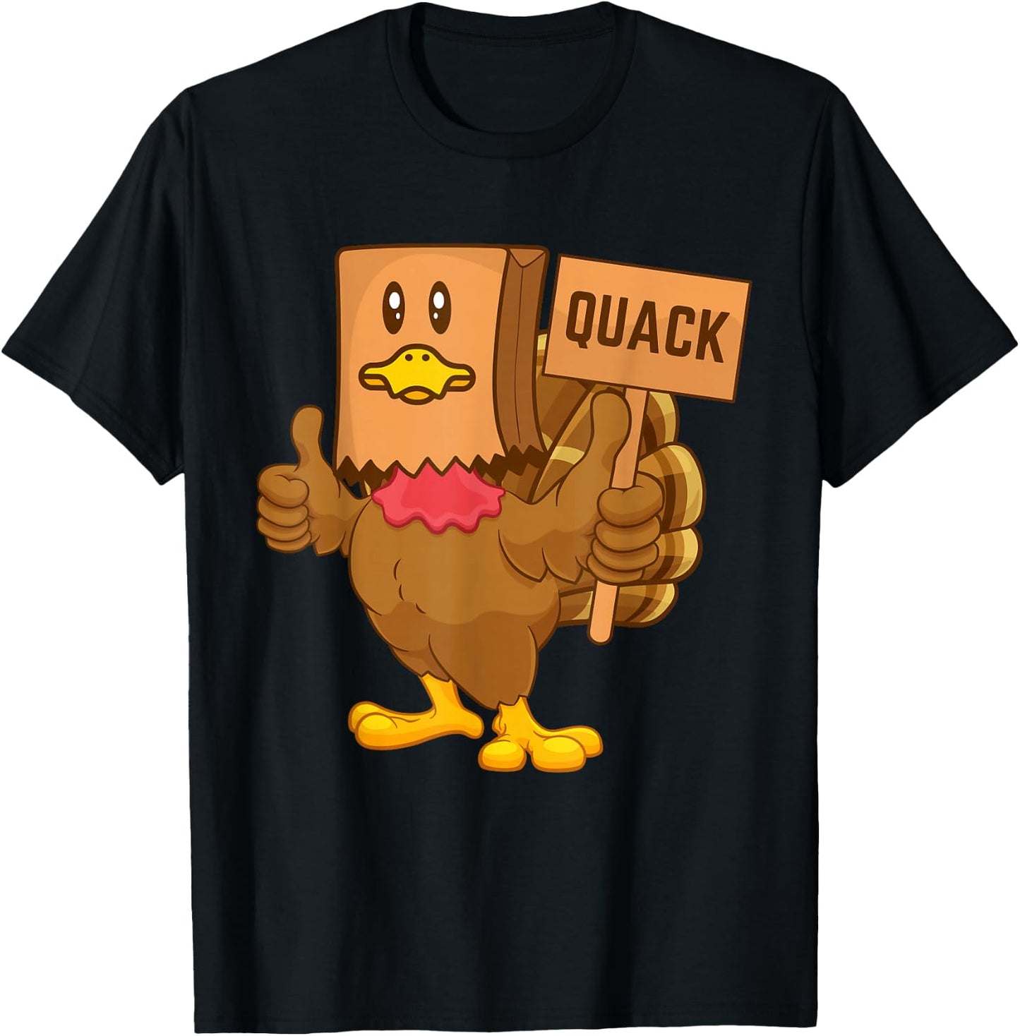 Thanksgiving Duck Funny Fake Duck Quack Thanksgiving Turkey T-Shirt - T-Shirt | Black