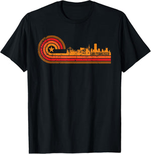 Retro San Francisco Cityscape - San Francisco CA Skyline T-Shirt - T-Shirt | Black
