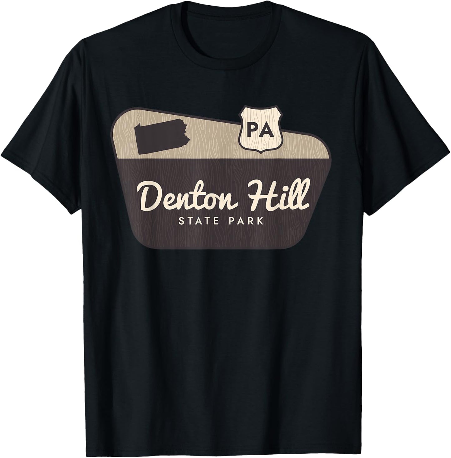 Denton Hill State Park Pennsylvania Welcome Sign Trip T-Shirt - T-Shirt | Black