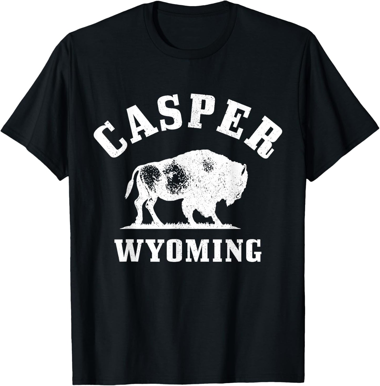 Casper Wyoming Cowboy State Bison Buffalo Vintage Pride T-Shirt - T-Shirt | Black
