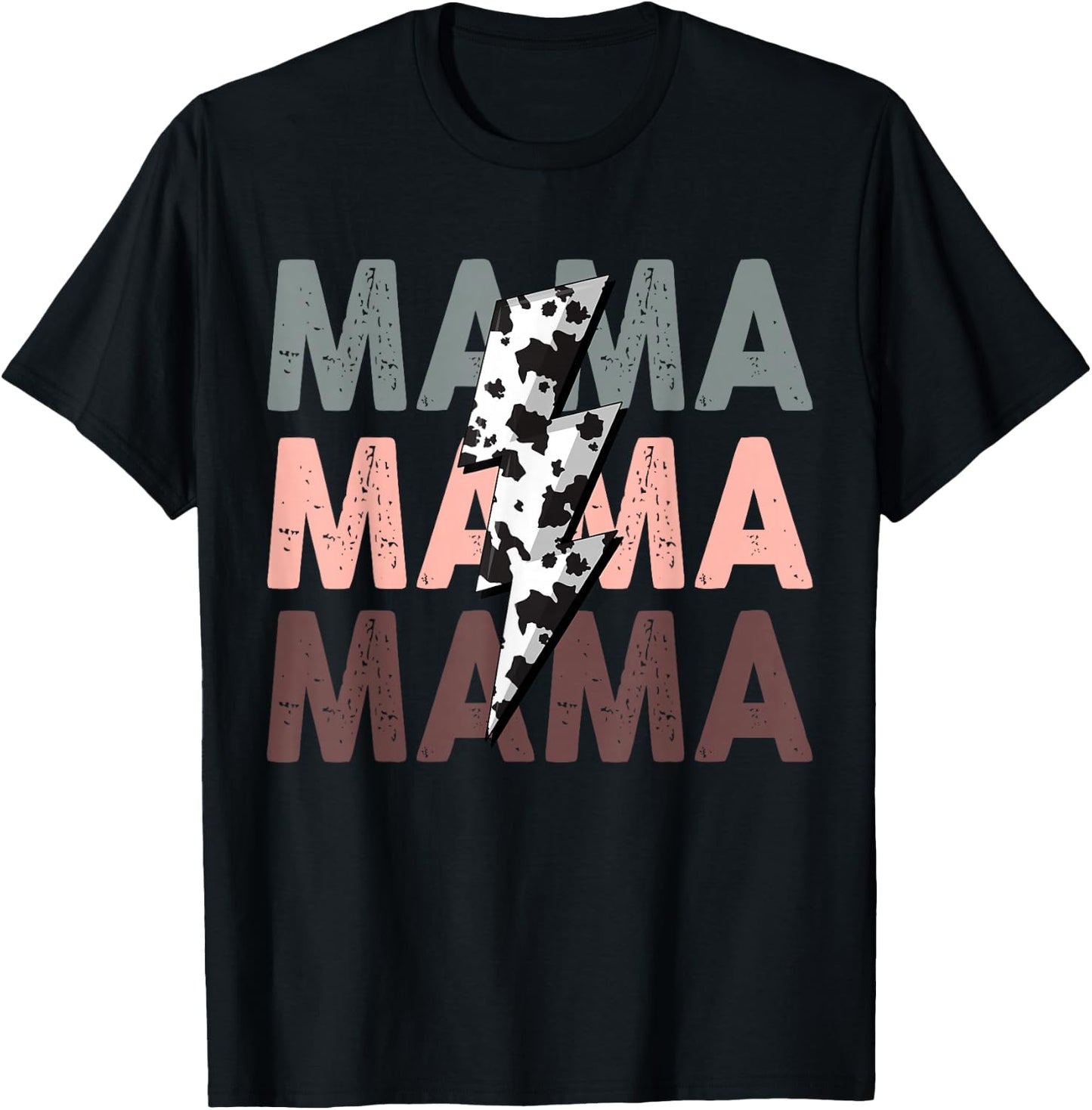Vintage Mama Cow Pattern Woman Graphic Cowgirl T-Shirt - T-Shirt | Black