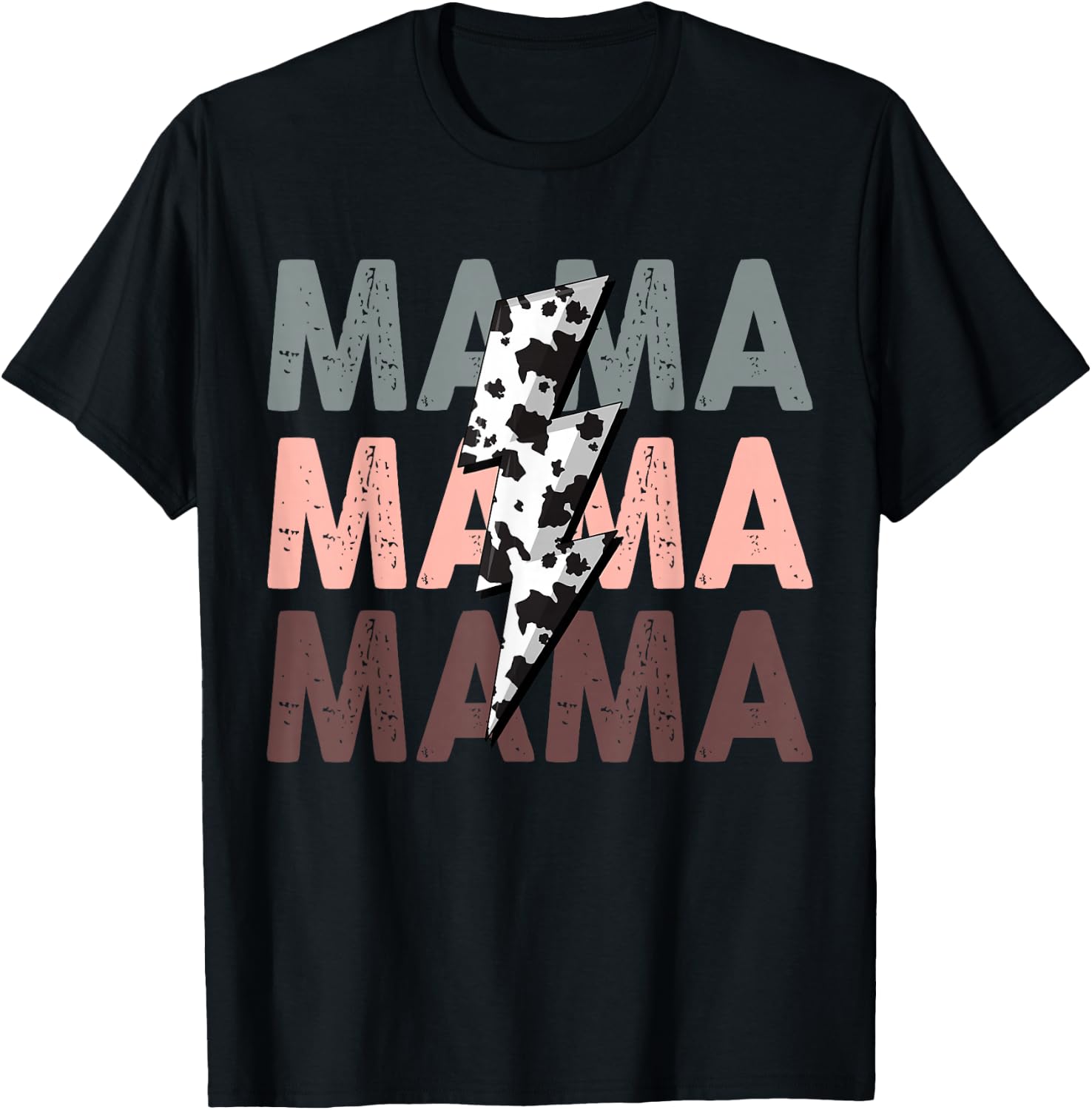 Vintage Mama Cow Pattern Woman Graphic Cowgirl T-Shirt - T-Shirt | Black