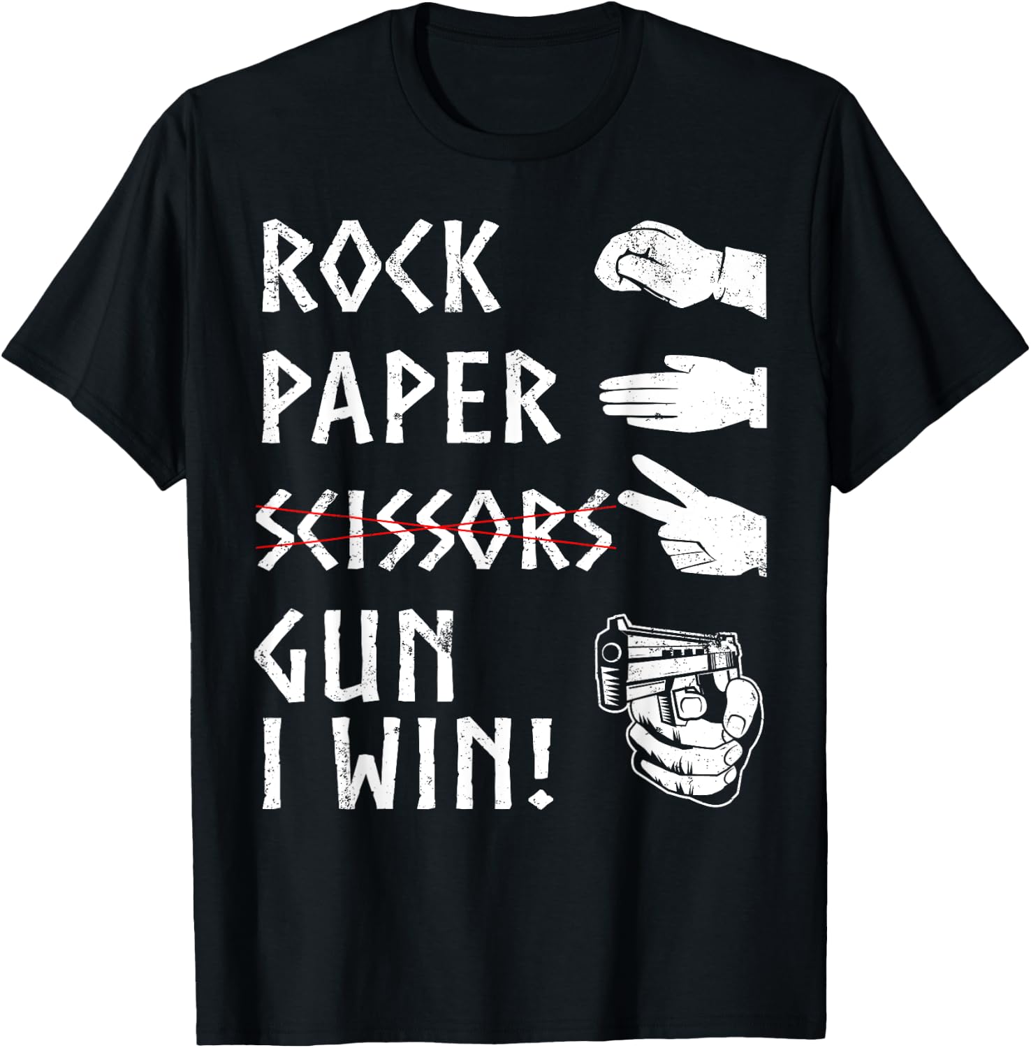 Rock Paper Scissors Gun I Win! Funny 2nd Amendment T-Shirt - T-Shirt | Black