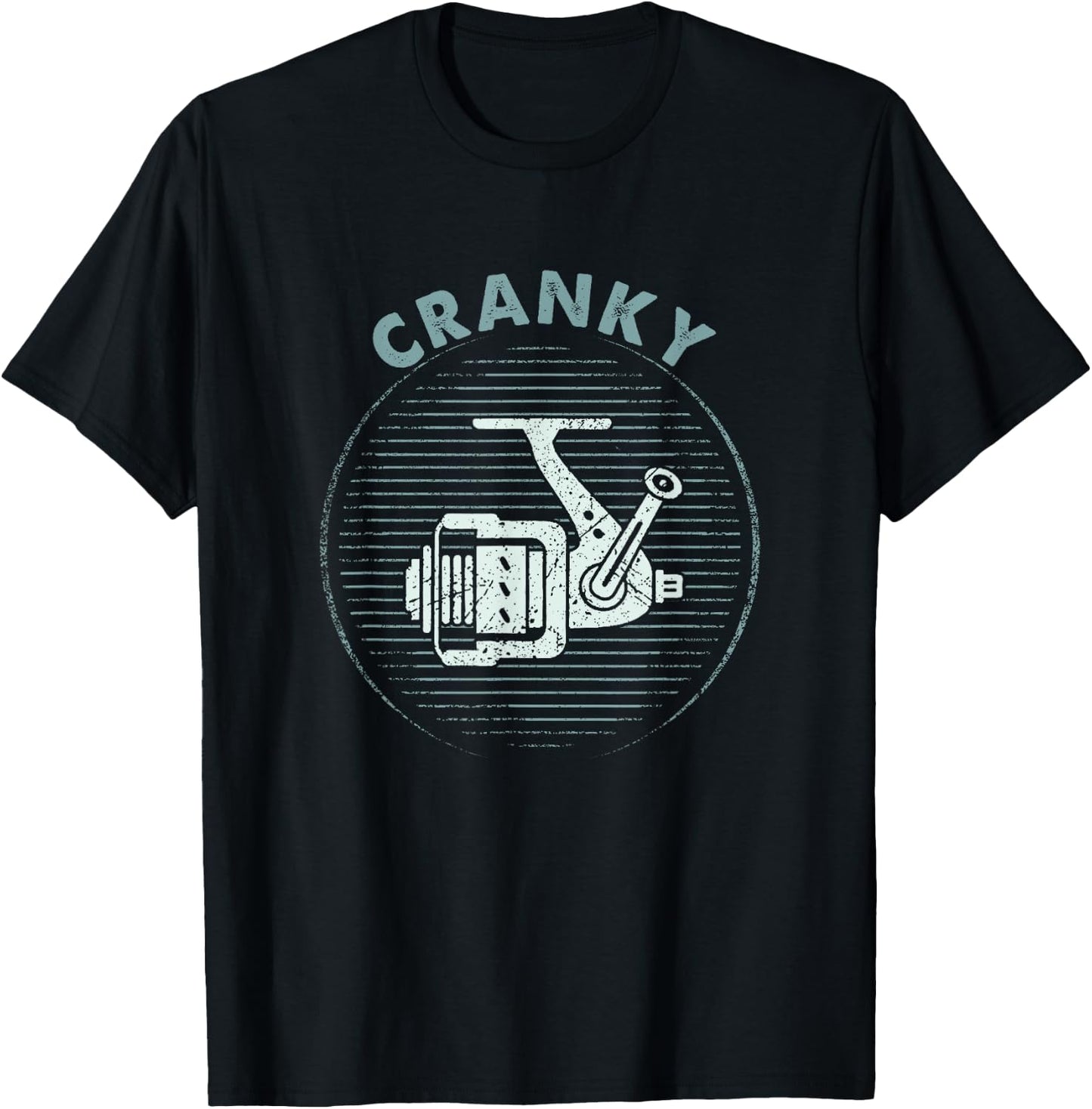 Funny Fishing , Cranky Fishing Reel T-Shirt - T-Shirt | Black