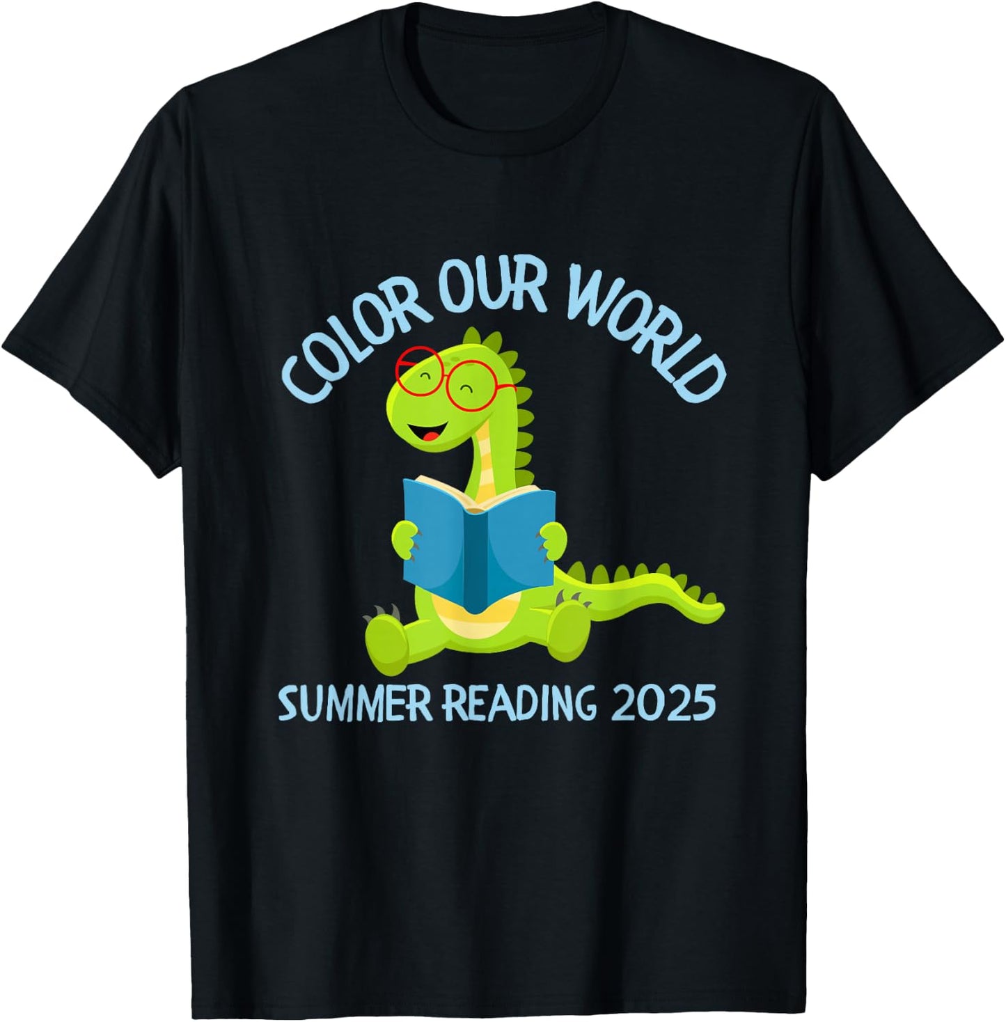 Color Our World Summer 2025 Reading Program Dinosaur T-Shirt - T-Shirt | Black