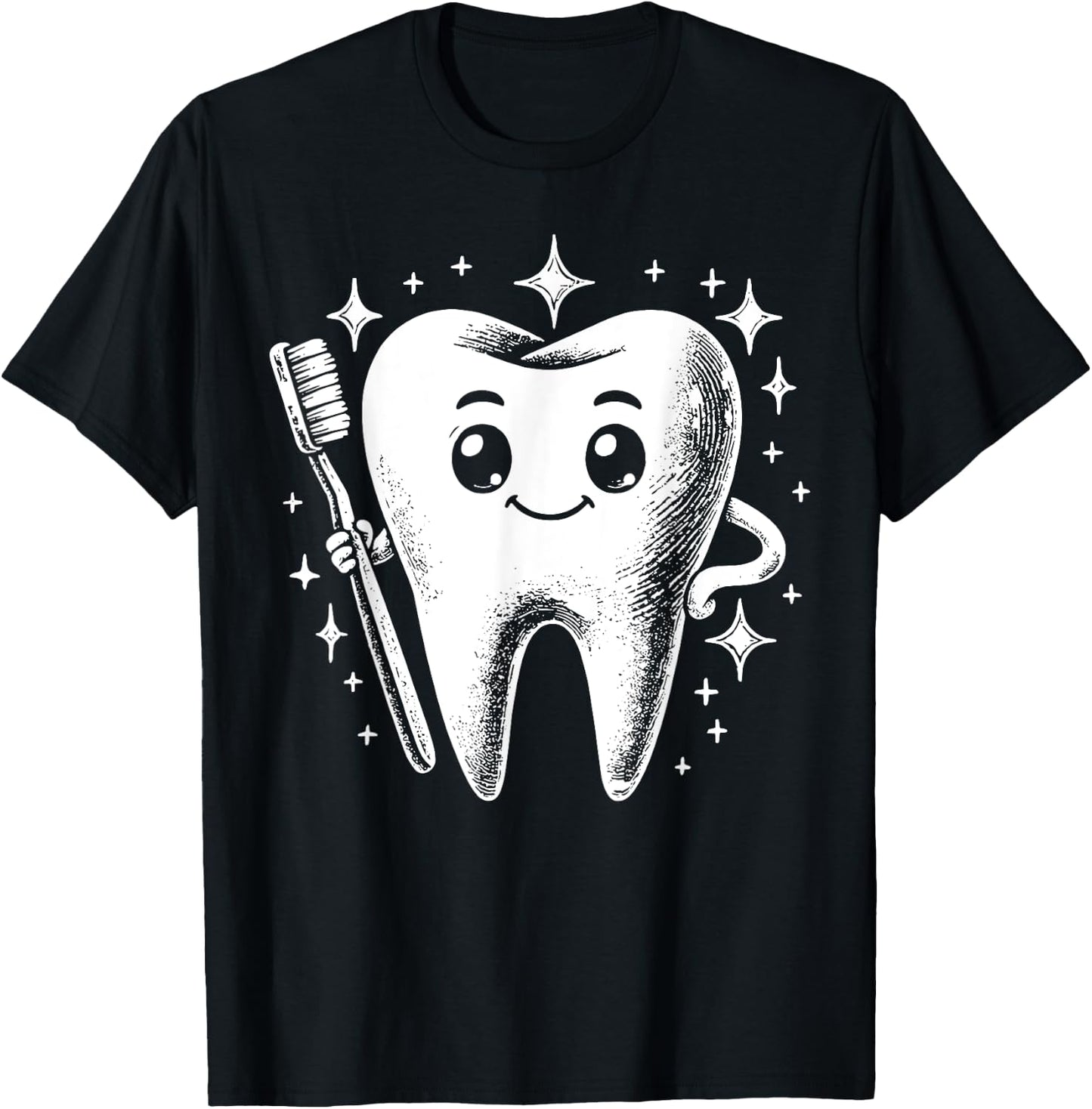 Retro Teeth Toothbrush Dental Hygienist Dentist Orthodontics T-Shirt - T-Shirt | Black