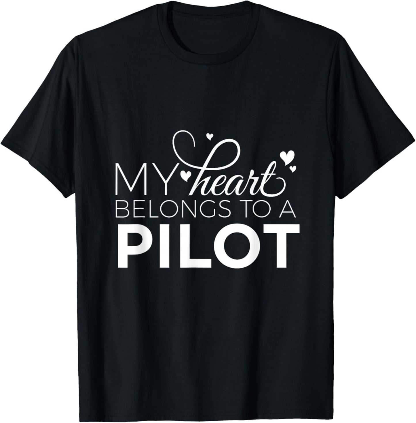 Pilot Wife Shirt- My Heart Belongs to a Pilot, Pilot Gift 3XL Navy T-Shirt - T-Shirt | Black