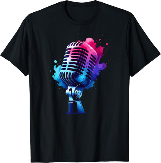 Microphone Mic Singer Podcast Animator T-Shirt - T-Shirt | Black
