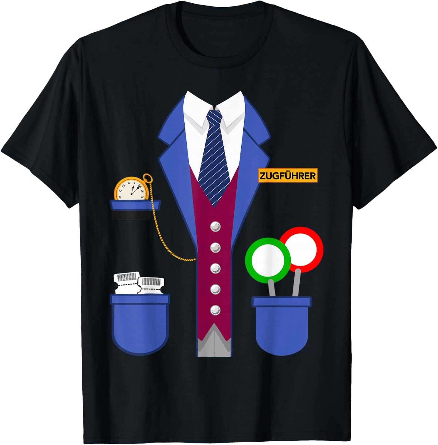 Train Guide Schaffner Train Costume for Carnival Fancy Dress , black T-Shirt - T-Shirt | Black