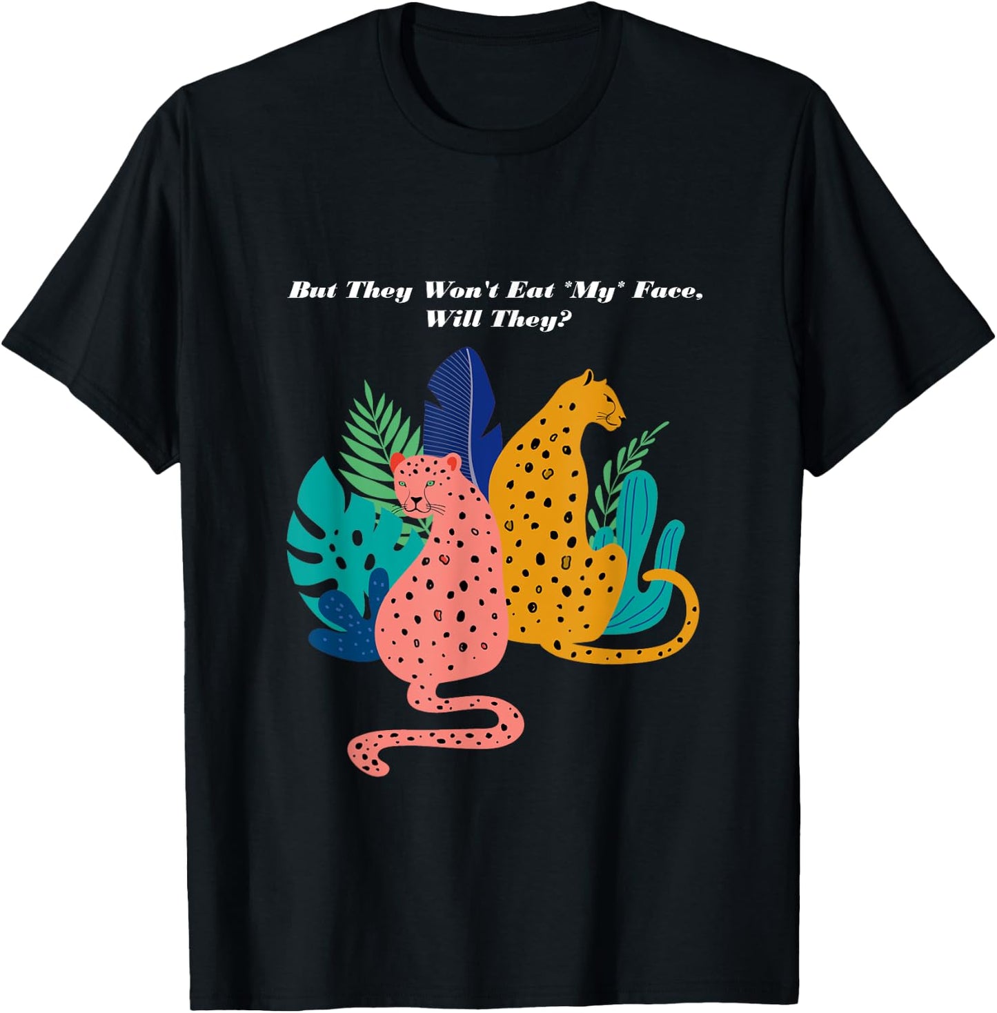 Pixelchicken Face Eating Leopards - Black, -Adults, Short Sleeve, , Politics, Small T-Shirt - T-Shirt | Black